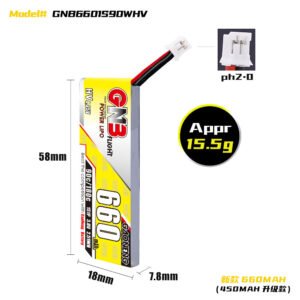 Gaoneng GNB 1S 660MAH 90C HV Li-Po Battery - PH 2.0 Cable