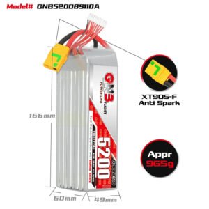 Gaoneng GNB 5200mAh 29.6V 8S 110C Long Range/Cinelifter Lipo Battery - XT90S