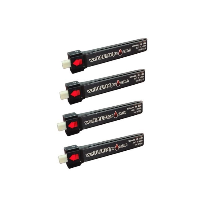 weBLEEDfpv 300mAh 1S 40C HV LiPo Whoop Battery 4 Pack - Choose Connector - Image 2
