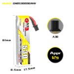 Gaoneng GNB 1S 530MAH 90C 3.8V HV Li-Po Battery for Whoop Micro - A30 Cabled