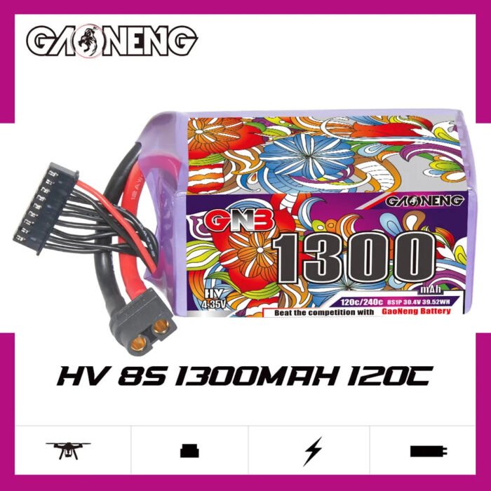 Gaoneng GNB 1300mAh 30.4V 8S HV 120C Lipo Battery - XT60 - Image 2