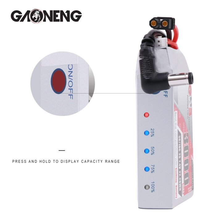 Gaoneng GNB 3000MAH 2S 5C Goggles Lipo Battery Power Indicator - Image 2