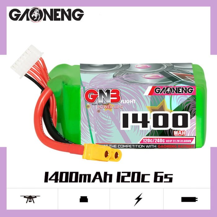 Gaoneng GNB 1400mAh 22.2V 6S 120C Lipo Battery - XT60 - Image 2