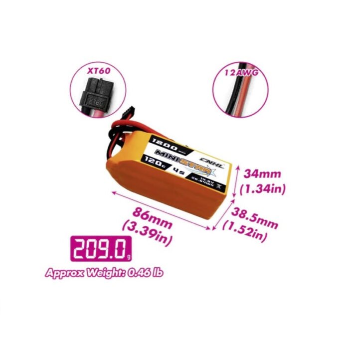 CNHL MiniStar Series 1800MAH 14.8V 4S 120C Lipo Battery - XT60 - Image 3
